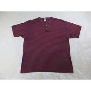 VINTAGE Cotton Deluxe Shirt Mens Extra Large Purple Henley USA Single Stitch